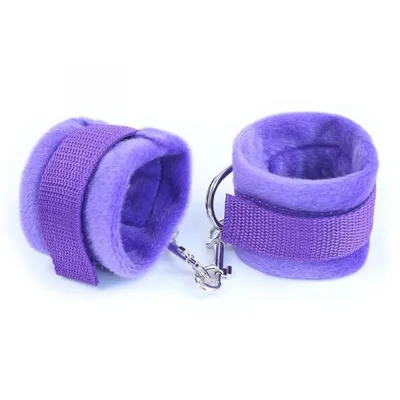 Manette BDSM IntYou Long Fur viola nylon peluche Velcro regolabili unisex