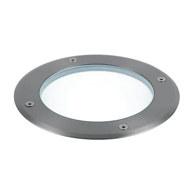 Incasso calpestabile rotondo in acciaio inox grigio, 1 lampadina E27, 18x24.7cm