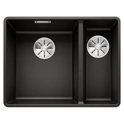 Blanco Lavello una vasca SX con vaschetta SUBLINE 340/160-F 1525984 finitura nero da 55.2x42.7 cm - Filotop