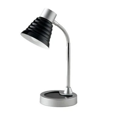 Lampada da tavolo nera in metallo, diffusore orientabile, 1 luce E14, 13x39cm