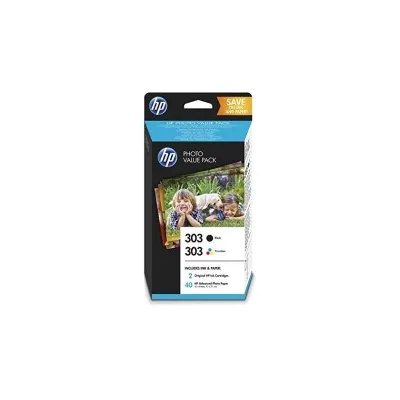 MULTIPACK CARTUCCIA ORIGINALE HP Z4B62EE 303 NERA + 303 COLORE + 40FF CARTA FOTOGRAFICA HP