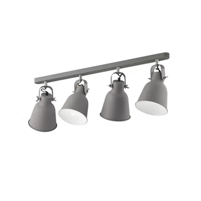 Applique in metallo grigio con diffusori orientabili, 4 luci E27, 72x17.5cm