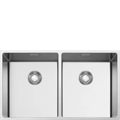 Smeg S Lavello due vasche VR12S3434 finitura acciaio inox da 74x44 cm - Filotop/Flat/Sottotop