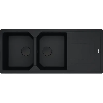 PRONTA CONSEGNA - Franke: Lavello due vasche con gocciolatoio Urban Incasso UBG 621 114.0718.500 finitura black matt da 116x50 cm
