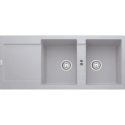 Franke: Lavello due vasche con gocciolatoio Maris MRG 621 114.0150.195 finitura fragranite alluminio da 116x50 cm
