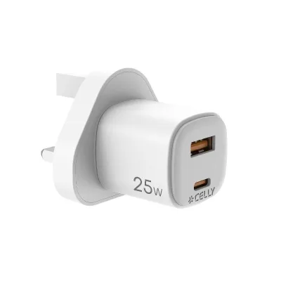 CELLY USB-A/USB-C UK WALL CHARGER GAN 25W UPTC1A1C25WUK