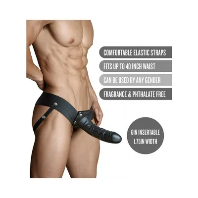 Blush Dr. Skin Hollow Strap-On 16,5 cm Nero con Harness Elastico Regolabile
