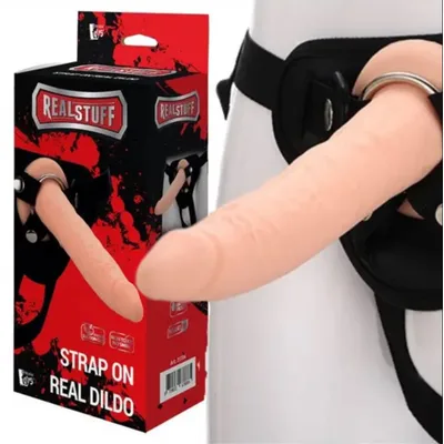 Strap on morbido 20 x 4 cm con venature stimolanti silicone TPR strapon Realstuff