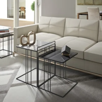 Maconi Coppia tavolini Piramide 1069-G con piano in gres serie Coffee Table collection