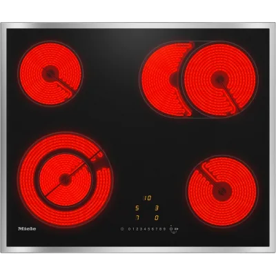 Miele Piano cottura elettrico KM 6521 FR in vetroceramica nero con cornice piatta in acciaio da 80 cm