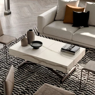 Ozzio Tavolino trasformabile Box art. T110 con struttura in metallo e piano a scelta da 120x75 cm