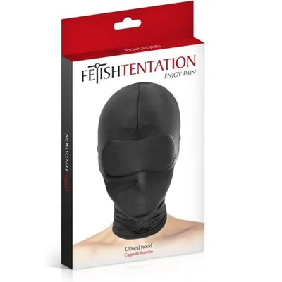 Fetish Tentation Closed Hood Nero Nylon Elastico Cagoule Maschera BDSM