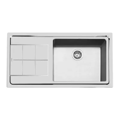 Foster Lavello una vasca con gocciolatoio a sinistra 2263 051 finitura acciaio inox da 98.3x51.3 cm - IN PROMOZIONE FINO AL 30/06