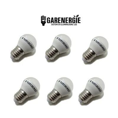 kit 6 pz lampadina led sfera mini globo g45 bulbo 5w e27 luce fredda 6000k