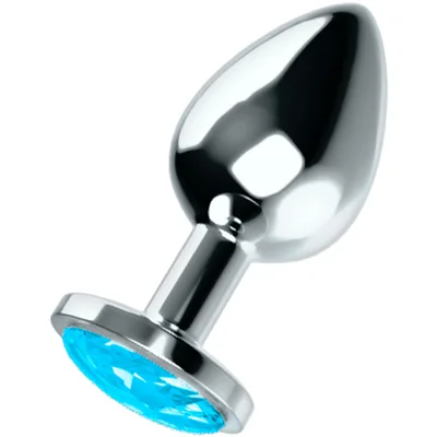 Plug anale ÖHMAMA acciaio gemma azzurra L 8 cm Ø 2,7 cm base larga unisex