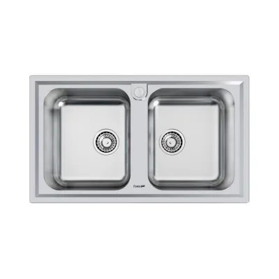 Foster Lavello due vasche 5886 060 finitura acciaio inox da 86x50 cm