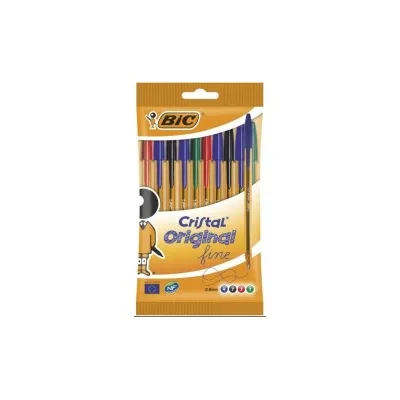Bic Cristal Original Fine Conf. 10 penne Punta tonda 0,8mm Linea 0,34mm Colori assortiti 872723