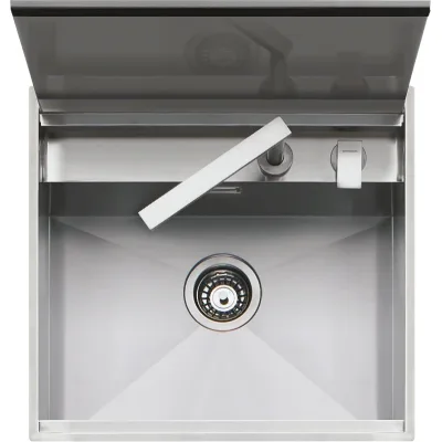 Barazza Lavello una vasca LAB COVER 1LLB60 finitura inox satinato da 57x51 cm Con coperchio e miscelatore - IN PROMOZIONE FINO AL 6/07