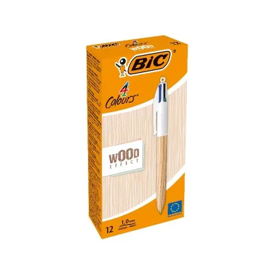 BIC CF12 4 COLORI WOOD 508964