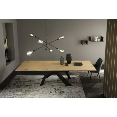 Altacorte Tavolo allungabile Metal con struttura in ferro e piano a scelta da 180(280)x100 cm - 2 allunghe, bordo irregolare