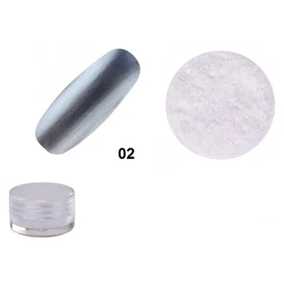 Polvere effetto chrom decorazione unghie 02 grigio/blu