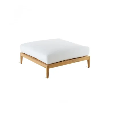 Unopiù Base pouf SYNTHESIS in teak e fibra sintetica WaProLace - Con o senza cuscino
