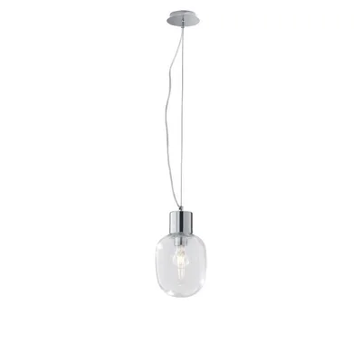Lampadario a sospensione in metallo Cromo 1Xe27 18X120X8Cm