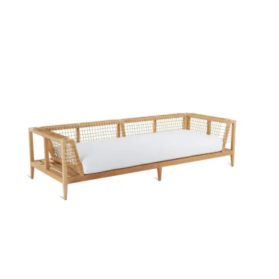 Unopiù Divano 3 posti SYNTHESIS in teak e fibra sintetica WaProLace da 260 cm - Con o senza cuscino - IN PROMOZIONE FINO AL 6/07