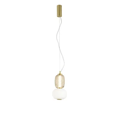 Sospensione LED oro elegante in metallo, 2 diffusori, 18W, Luce calda, 17x196.5cm