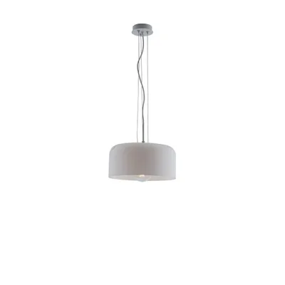 Lampadario a sospensione in vetro soffiato bianco, lampadina E27, 30x150cm