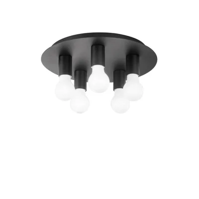 Plafoniera minimalista in metallo nero, 5 luci E27, 35x8.6cm