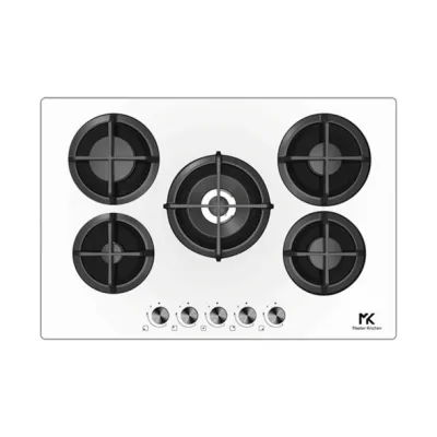 Master Kitchen Piano cottura a gas MKHG 754101-PR TC WH in cristallo temperato bianco da 75 cm