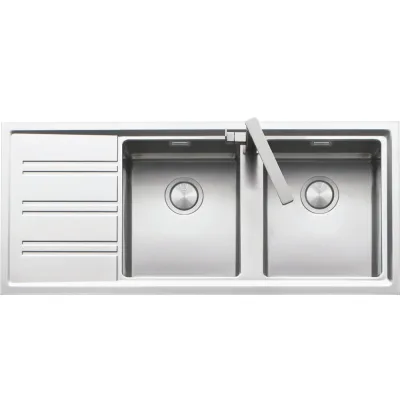 Barazza Lavello due vasche con gocciolatoio sx EASY KIT 1LES12RS finitura inox satinato da 116x50 cm - IN PROMOZIONE FINO AL 6/07