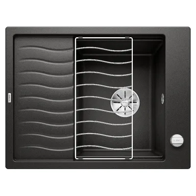 PRONTA CONSEGNA - Blanco Lavello una vasca con gocciolatoio ELON 45 S 1525879 finitura nero da 65x50 cm - Sopratop