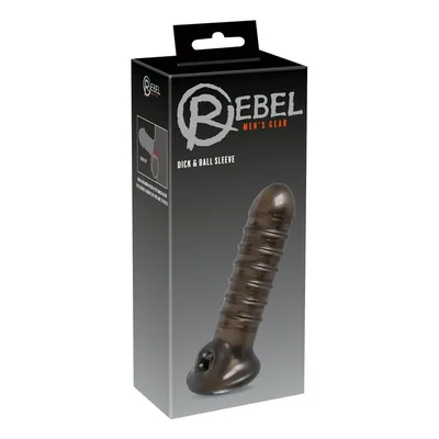 Guaina Pene Rebel Dick & Ball Sleeve 18 cm TPR Nero con Anello Testicoli Estensore Sex Toy Uomo