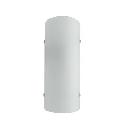 Applique in vetro soffiato bianco satinato, dettagli cromo, 1 luce E27, 26x10cm