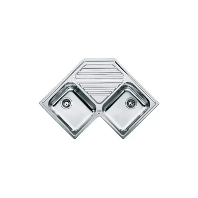 PRONTA CONSEGNA - Franke: Lavello due vasche con gocciolatoio Angolo PNX 621-E 101.0021.585 finitura inox satinato da 90x90 cm