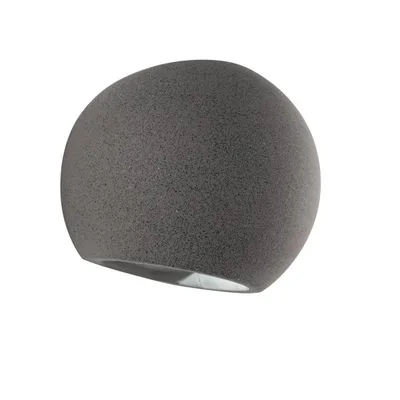 Applique moderno sferica in cemento naturale grigio, 1 luce G9, 15.5x12.5cm