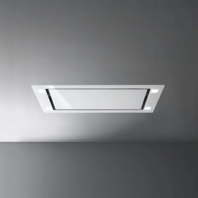 Falmec Cappa a soffitto Sirio finitura vetro bianco da 90 cm - Senza motore