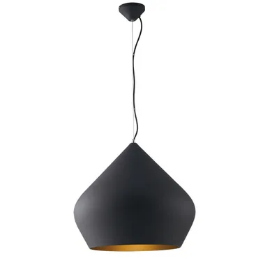 Lampadario a sospensione moderno in metallo con diffusore nero, 1 luce E27, 52x201cm