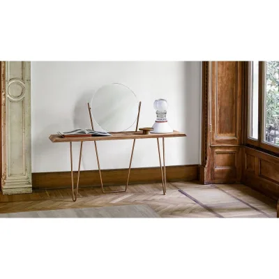 Bonaldo Vanity Coseno con struttura in metallo e piano in impiallacciato da 160x45 cm - Con specchio