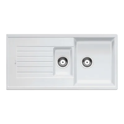 PRONTA CONSEGNA - Blanco | Lavello una vasca con vaschetta e gocciolatoio ZIA 6 S 1514742 finitura bianco da 100x50 cm - Sopratop