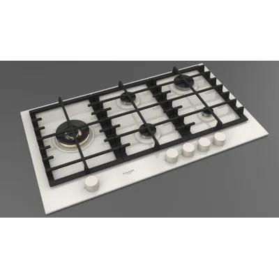 Fulgor Piano cottura a gas FPH 905 G WK WHG finitura vetro bianco da 90 cm