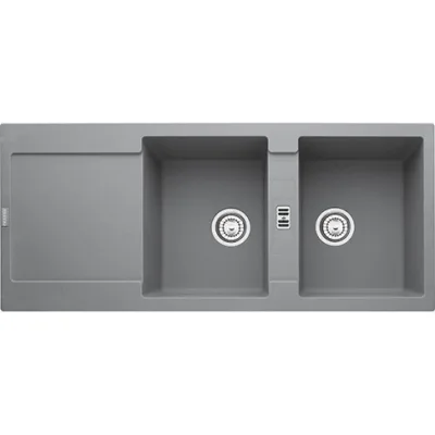 Franke: Lavello due vasche con gocciolatoio Maris MRG 621 114.0066.716 finitura fragranite stone grey da 116x50 cm