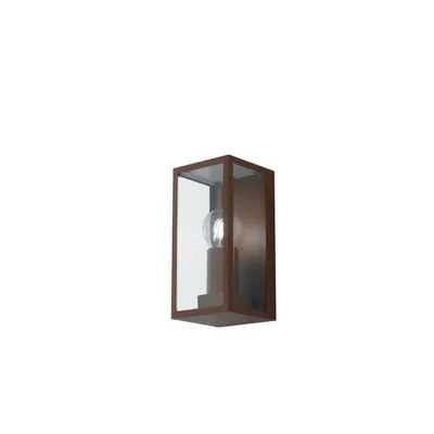 Applique da esterno bronzo in metallo e vetro, 1 luce E27, 11x23.6cm