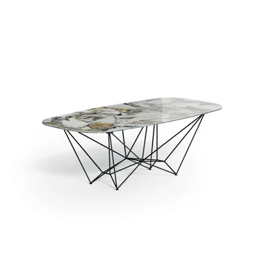 Ozzio Tavolo fisso Fil8 art. T237 con struttura in metallo e piano ovale a scelta da 220x110 cm