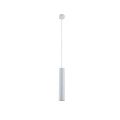 Lampadario a sospensione cilindrico in metallo bianco, lampadina GU10, 5.5x200x30cm