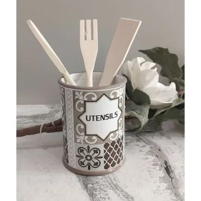 Barattolo porta mestoli in ceramica Shabby Chic con Mestoli in legno - PARIGI 1