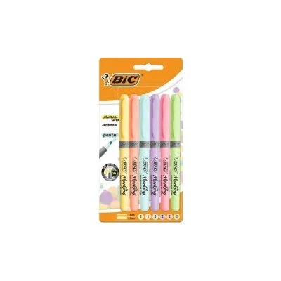 Bic Highlighter Grip Conf. 6 pennarelli pastello fluorescenti Punta a scalpello Tratto tra 1,60/3,30mm