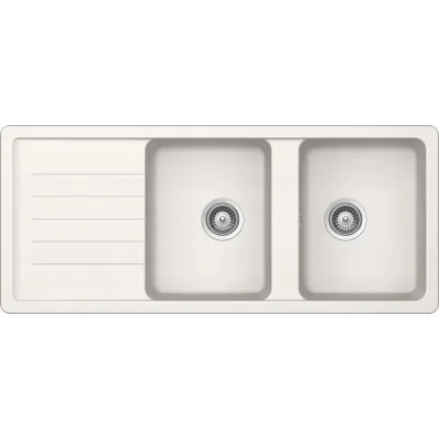 Schock Lavello due vasche con gocciolatoio TOLEDO D200 TOLD200A99 finitura bianco puro da 116x50 cm